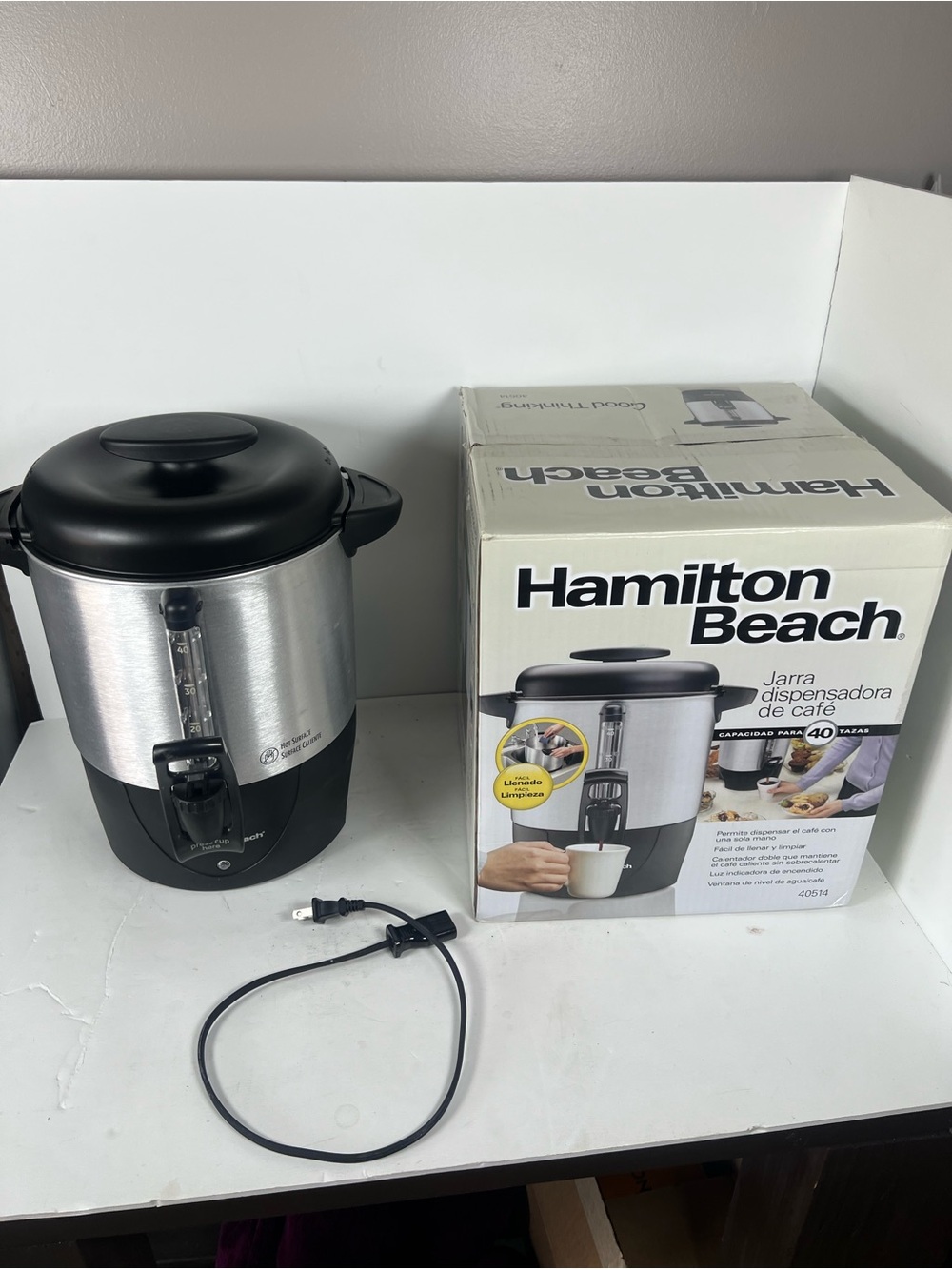 Hamilton Beach 40 Cup Stainless Steel and Black Coffee Urn